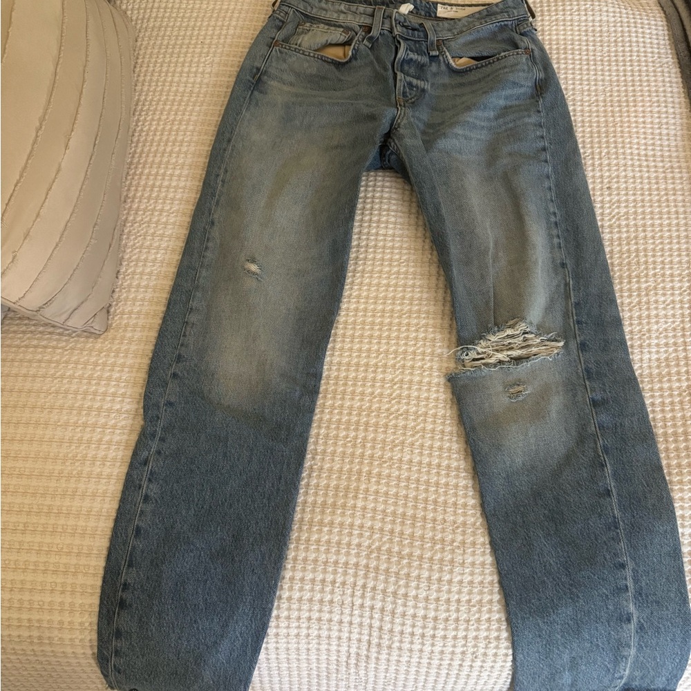 Rag and Bone Distressed Blue Jeans